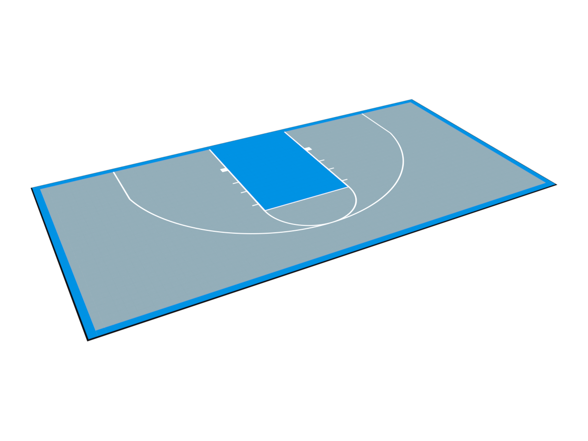 VersaCourt Full Width Half Court kit in Titanium / Royal Blue